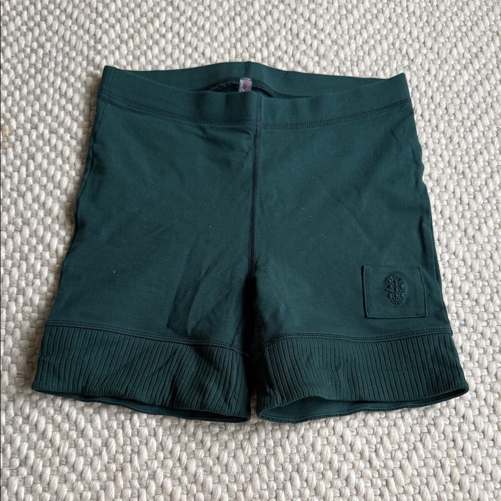 Free People Forest Green Rib-Hem Bike Shorts